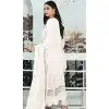White Faux Georgette Embroidered Pakistani Style Plus Size Salwar Kameez - 10332193463