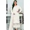 White Faux Georgette Embroidered Pakistani Style Plus Size Salwar Kameez - 10332193463