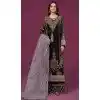 Fancy Black Fox Georgette Embroidered Pakistani Style Plus Size Palazzo Salwar Suit - 10335193478