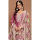 Art Silk Embroidered Party Wear Gown With Dupatta In Mauve - 10337193480