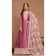 Art Silk Embroidered Party Wear Gown With Dupatta In Mauve - 10337193480
