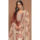 Art Silk Embroidered Party Wear Gown With Dupatta In Brown - 10337193483