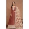Art Silk Embroidered Party Wear Gown With Dupatta In Brown - 10337193483