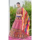 Pink Cotton Embroidery Work Traditional Wear Lehenga Choli - 10355193578