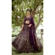 Dark Purple Georgette Sequins Work Party Wear Lehenga Choli - 10356193582