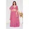 Georgette Embroidered Party Wear Plus Size Lehenga Choli In Pink - 10357193585