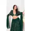 Georgette Embroidered Party Wear Plus Size Lehenga Choli In Green - 10357193586