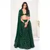 Georgette Embroidered Party Wear Plus Size Lehenga Choli In Green - 10357193586