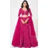 Georgette Embroidered Party Wear Plus Size Lehenga Choli In Rani Pink - 10357193587