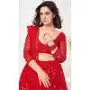 Georgette Embroidered Party Wear Plus Size Lehenga Choli In Red - 10357193588