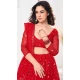 Georgette Embroidered Party Wear Lehenga Choli In Red - 10357193588