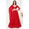 Georgette Embroidered Party Wear Plus Size Lehenga Choli In Red - 10357193588