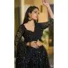 Black Georgette Embroidered Plus Size Party Wear Lehenga Choli - 10358193591