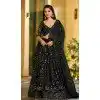 Black Georgette Embroidered Plus Size Party Wear Lehenga Choli - 10358193591
