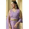 Lavender Georgette Embroidered Plus Size Party Wear Lehenga Choli - 10358193592