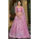 Pink Silk Net Embroidered Party Wear Lehenga Choli - 10358193594