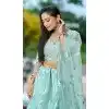 Pista Green Net Embroidered Plus Size Party Wear Lehenga Choli - 10358193595