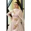 Beige Net Embroidered Plus Size Party Wear Lehenga Choli - 10358193596