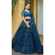 Rama Blue Georgette Embroidered Party Wear Lehenga Choli - 10358193599