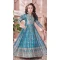 Chinon Silk Digital Print Work Designer Readymade Kids Girls Gown In Firozi - 10363193616