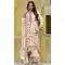 Chinon Embroidered Pakistani Style Palazzo Salwar Kameez In Cream - 10379193670