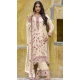 Chinon Embroidered Pakistani Style Palazzo Salwar Kameez In Cream - 10379193670
