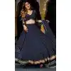 Georgette Leheriya Printed Work Party Wear Plus Size Lehenga Choli In Black - 10381193673