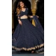 Georgette Leheriya Printed Work Party Wear Lehenga Choli In Black - 10381193673