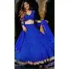 Georgette Leheriya Printed Work Party Wear Plus Size Lehenga Choli In Navy Blue - 10381193674