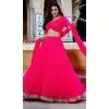 Georgette Leheriya Printed Work Party Wear Plus Size Lehenga Choli In Pink - 10381193675