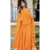 Georgette Leheriya Printed Work Party Wear Plus Size Lehenga Choli In Mustard - 10381193676