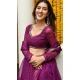 Georgette Leheriya Printed Work Party Wear Lehenga Choli In Purple - 10381193677