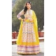 Multi Color Dola Silk Digital Printed Readymade Gown With Dupatta - 10382193681