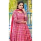 Dola Silk Multi Color Digital Printed Readymade Gown With Dupatta - 10386193699