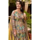 Multi Color Dola Silk Hand Work Party Wear Readymade Gown With Dupatta - 10387193702