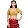 Gold Shimmer Plain Casual Wear Readymade Plus Size Blouse - 10392193725