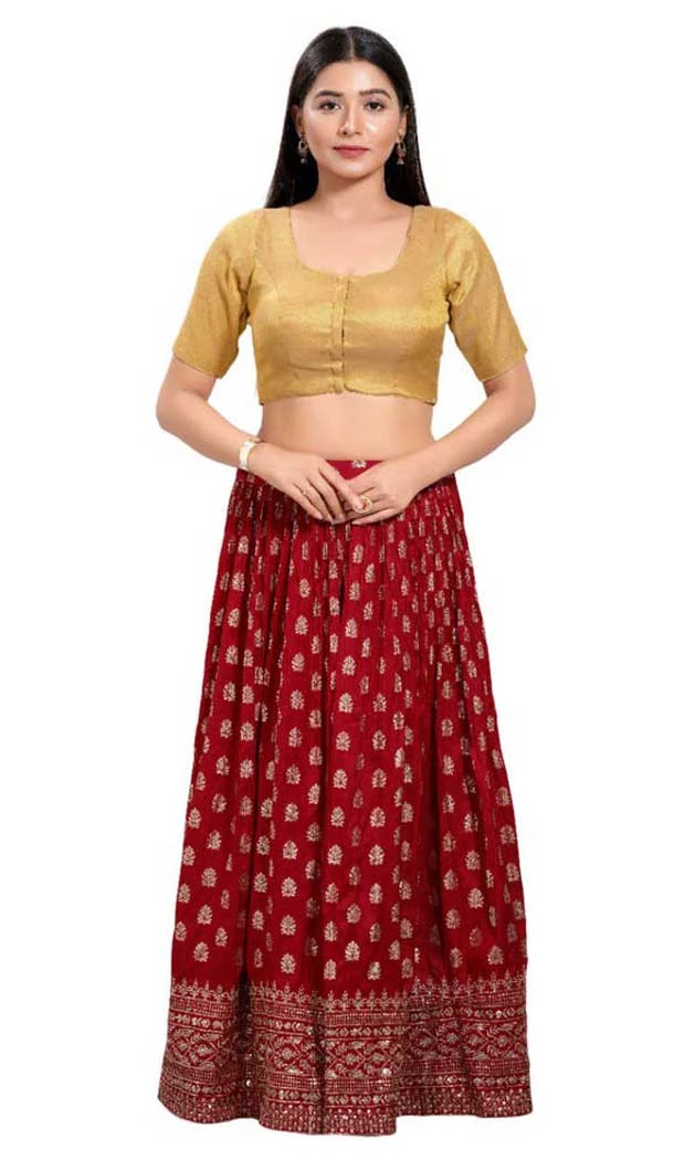 Gold Shimmer Plain Casual Wear Readymade Blouse - 10392193725