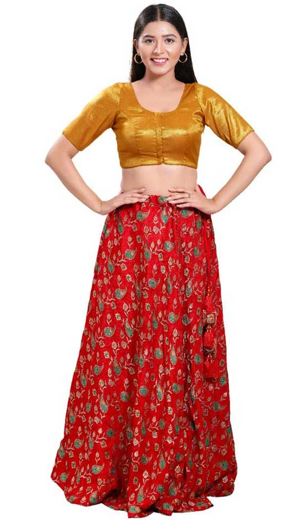 Rose Gold Shimmer Plain Casual Wear Readymade Blouse - 10392193726