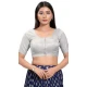 Silver Shimmer Plain Casual Wear Readymade Blouse - 10392193727