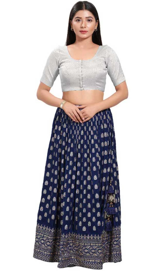 Silver Shimmer Plain Casual Wear Readymade Blouse - 10392193727