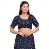 Navy Blue Brocade Woven Work Casual Wear Readymade Plus Size Blouse - 10392193733