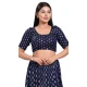 Navy Blue Brocade Woven Work Casual Wear Readymade Blouse - 10392193733
