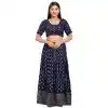 Navy Blue Brocade Woven Work Casual Wear Readymade Plus Size Blouse - 10392193733