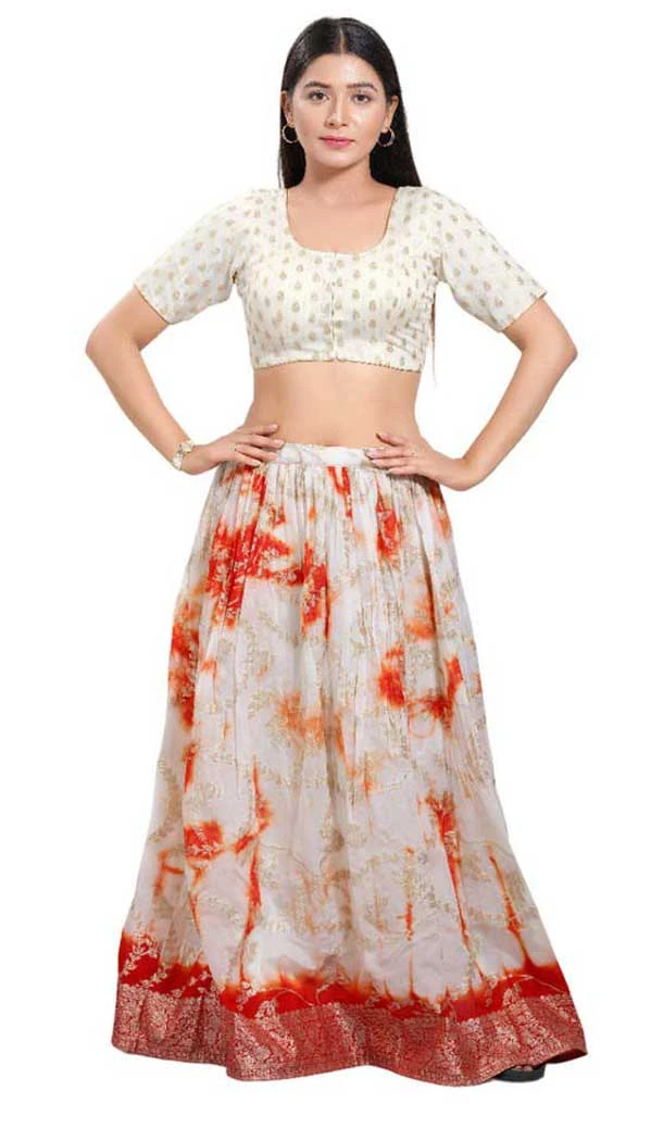 White Brocade Woven Work Casual Wear Readymade Blouse - 10392193736