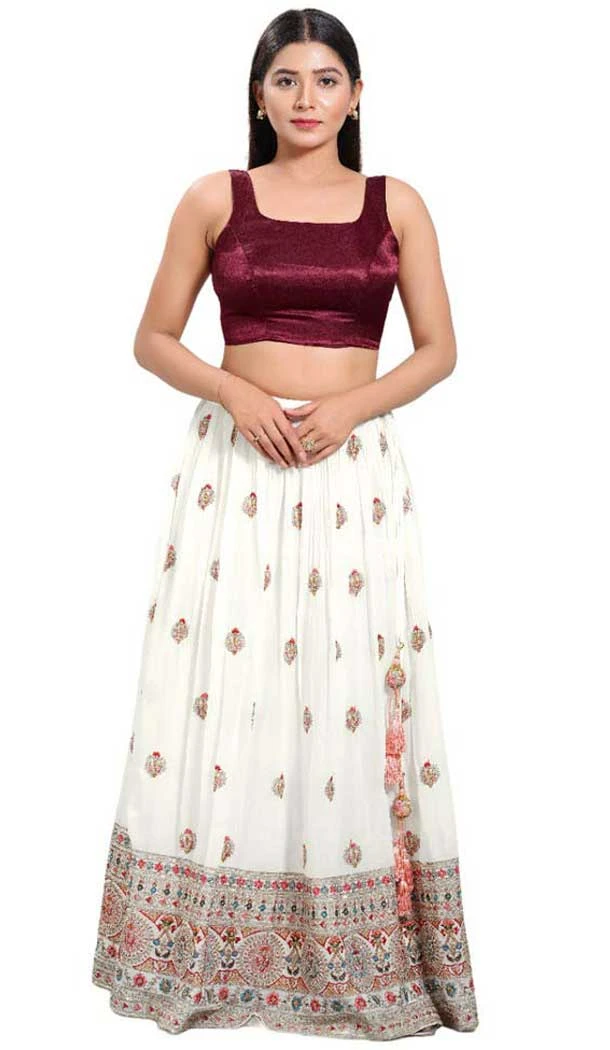 Maroon Silk Plain Party Wear Readymade Blouse - 10393193739