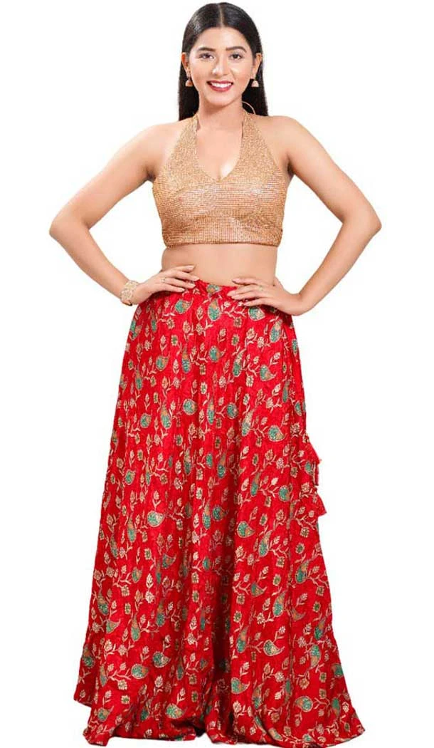 Copper Shimmer Woven Work Party Wear Readymade Blouse - 10393193741