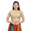 Gold Net Embroidered Party Wear Readymade Plus Size Blouse - 10393193747