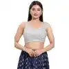 Silver Net Sequence Work Party Wear Readymade Plus Size Blouse - 10393193749