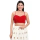 Red Satin Crush Plain Party Wear Readymade Blouse - 10393193750
