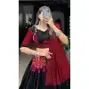 Black Pure Cotton Gamthi Work Garba Wear Plus Size Lehenga Choli - 10396193774